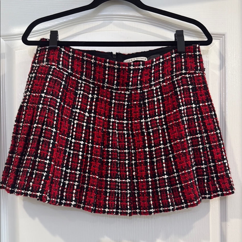 Alice and Olivia Plaid Red and Black Women's school girl Skirt